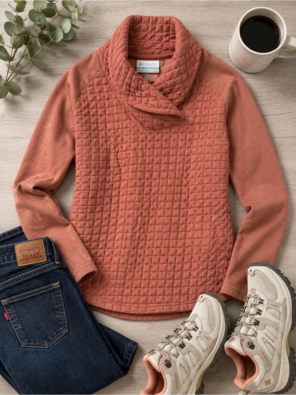 Columbia Women's Quilted Shawl Collar Sweater - Dusty Rose